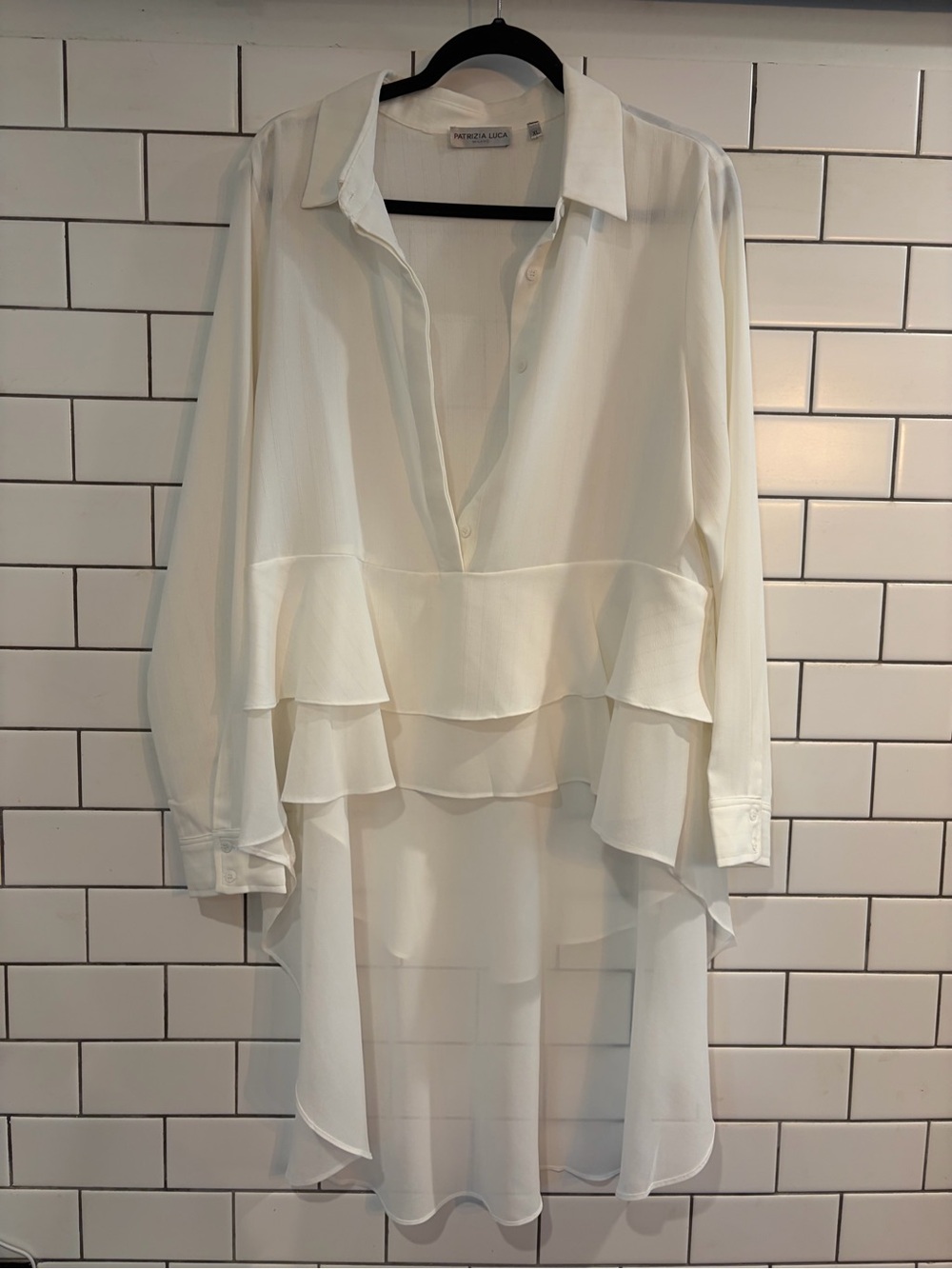 Patrizia Luca Cream-White Textured Stripe Button-Up Blouse